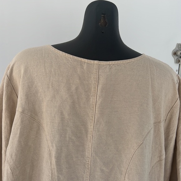 Linen/Rayon Avenue 3/4 sleeve Abalone Button Up Classic Timeless Tunic size 32 - Picture 6 of 11